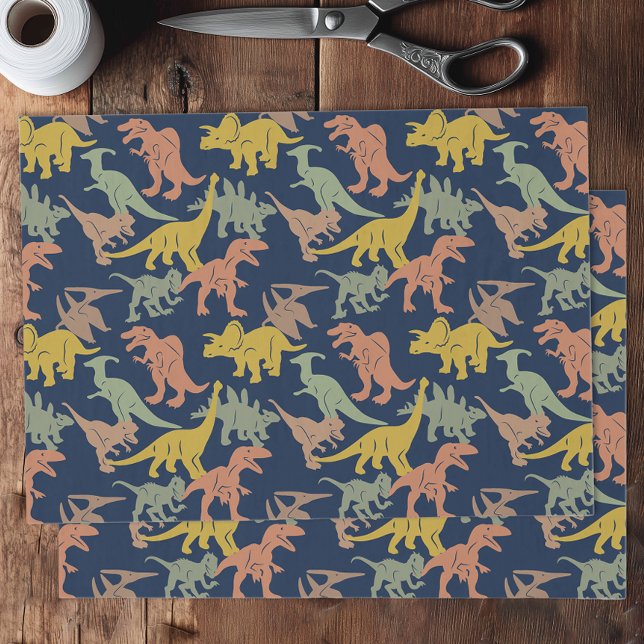 Papel De Seda Padrão de Dinossauros (Dinosaur pattern tissue paper for birthdays or decoupage projects)