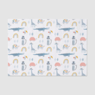 Papel De Seda Padrão de Diversão de Animais de Doodle