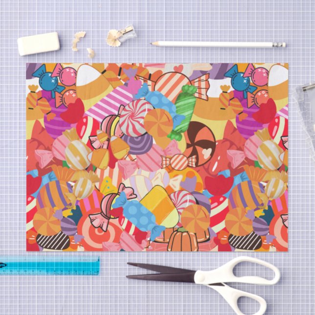Papel De Seda padrão de doces de Halloween (Arte )
