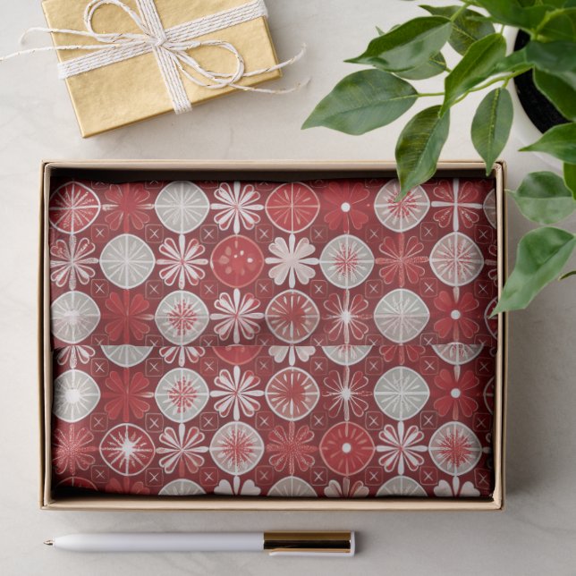 Papel De Seda Padrão de Doces de Natal Vermelho Branco #13 ID100 (Presente)