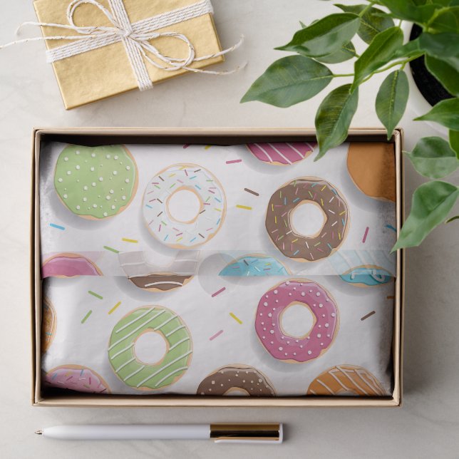 Papel De Seda Padrão de Donuts  (Presente)