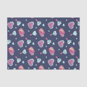 Papel De Seda Padrão de Doodle de Amor do Dia dos Namorados Azul