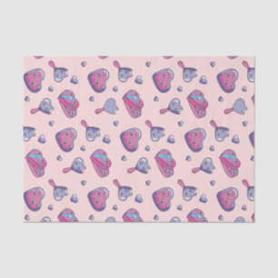 Papel De Seda Padrão de Doodle do Dia dos Namorados Rosa Roxo Fo