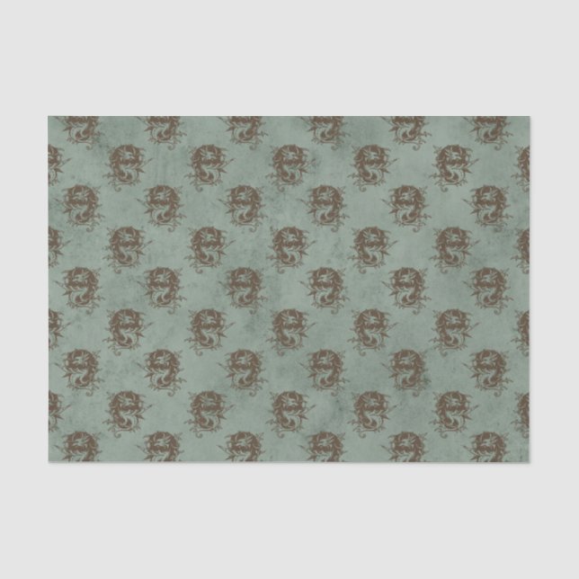 Papel De Seda Padrão de Dragão Vintage (Frente )