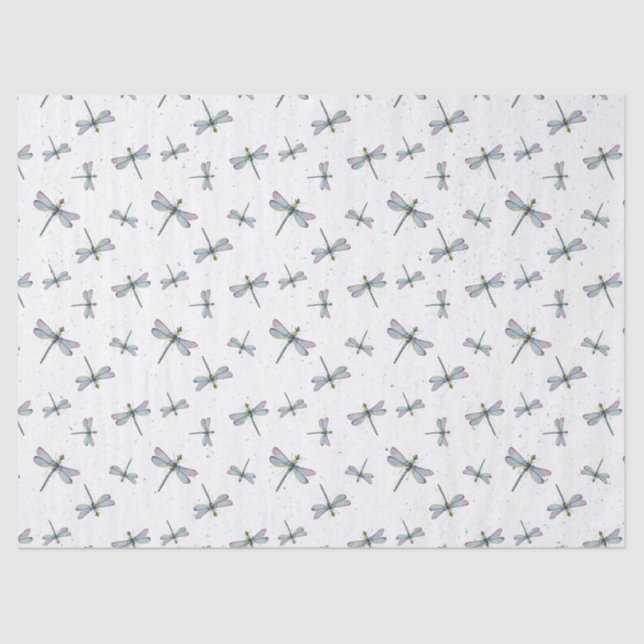 Papel De Seda Padrão de Dragonfly de Aquarela (Frente )