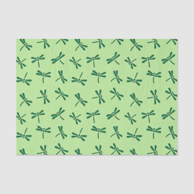 Papel De Seda Padrão de Dragonfly Japonês, Light Jade Green (Frente )