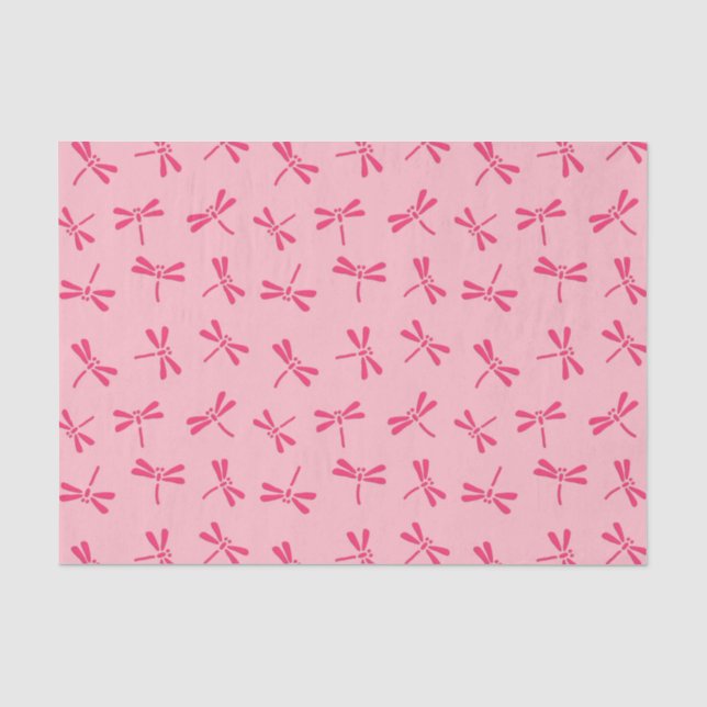 Papel De Seda Padrão de Dragonfly Japonês, Rosa Coral Claro (Frente )