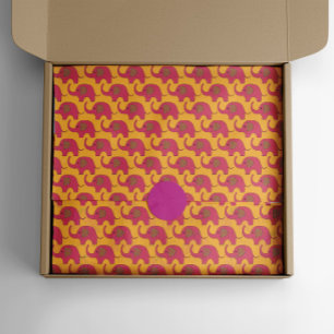Papel De Seda Padrão de elefante rosa-claro