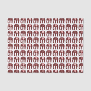 Papel De Seda Padrão de elefante rosa vermelho