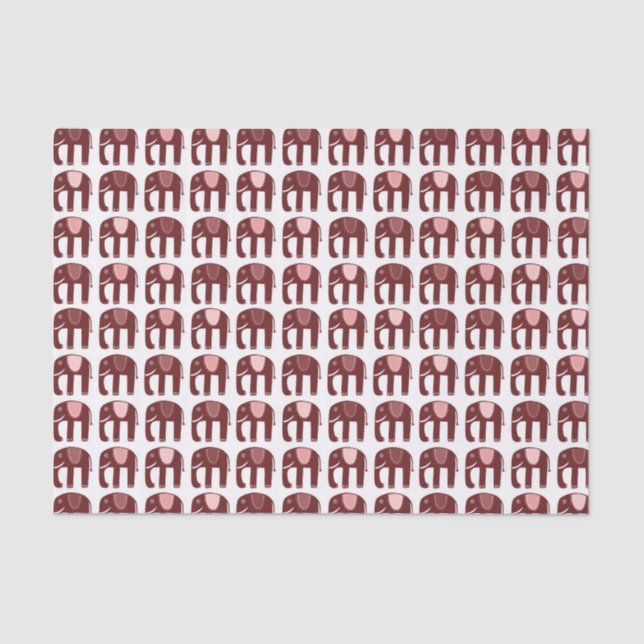 Papel De Seda Padrão de elefante rosa vermelho (Frente )