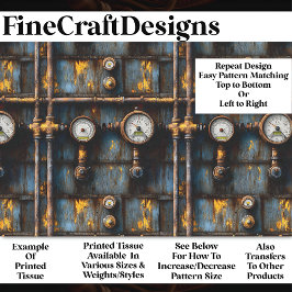 Papel De Seda Padrão de Encano Steampunk Enferrujado BM8 Decoupa