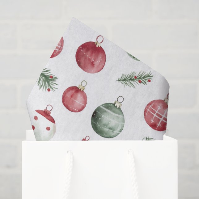 Papel De Seda padrão de enfeite de Natal com vibe rústica de aqu (Sacola de presentes)
