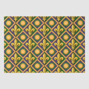 Papel De Seda Padrão de erva Mardi com ouro de fleur-de-lis