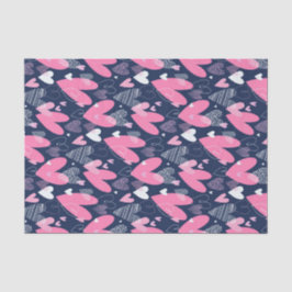 Papel De Seda Padrão de esboço de rabisco de coração rosa no Dia