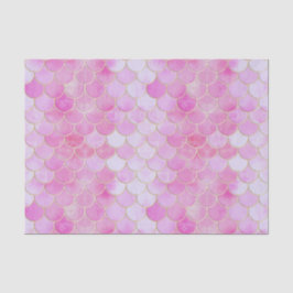 Papel De Seda Padrão de Escala de Sereia de Pastel Rosa e Shimme