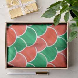 Papel De Seda Padrão de escala pintada vermelha e verde de Natal