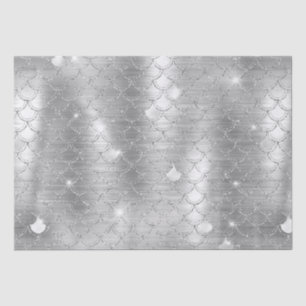 Papel De Seda Padrão de escamas de peixe sereia brilhante pratea