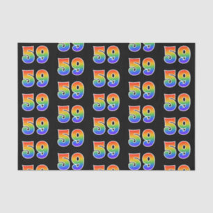 Papel De Seda Padrão de Espectro Arco-Íris Divertido "59" Número