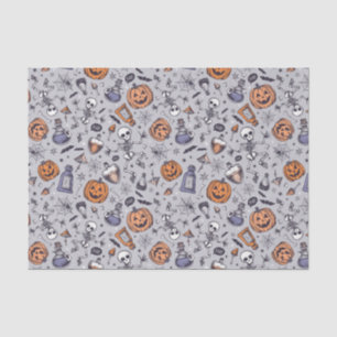 Papel De Seda Padrão de Esqueleto e Poções do Vintage Halloween