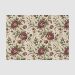 Papel De Seda Padrão de Estampa Floral Rosa Vintage - Design de