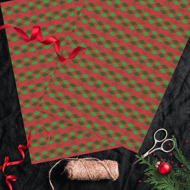 Papel De Seda Padrão de Estilo Vermelho e Verde Natal (Criador carregado)