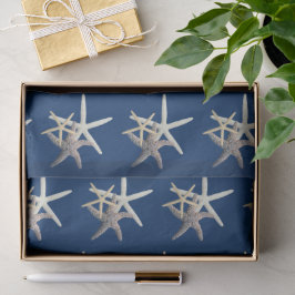 Papel De Seda Padrão de Estrela-do-Mar Azul Marinho
