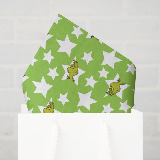 Papel De Seda Padrão de Estrela Espiando do Grinch (Sacola de presentes)