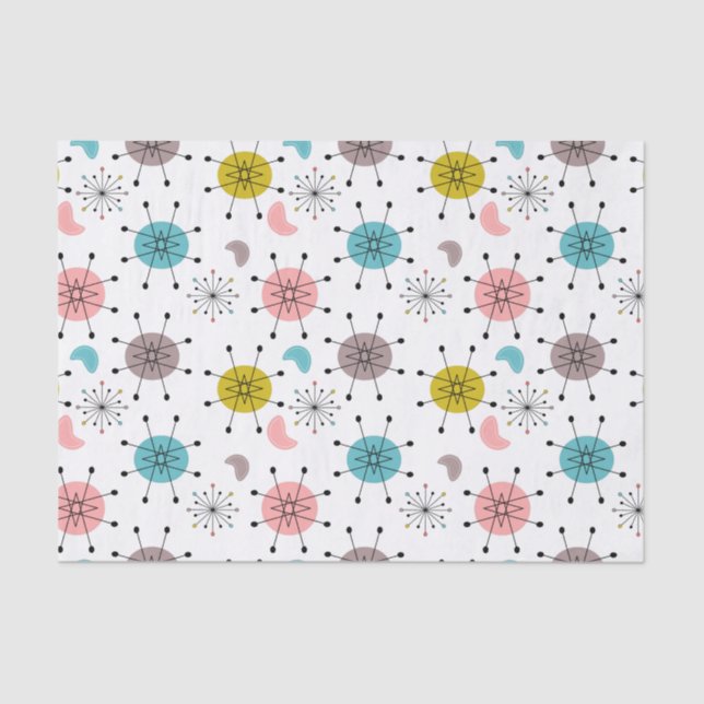 Papel De Seda Padrão de Estrela Explosiva Retro Atômica (Frente )