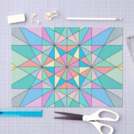 Papel De Seda Padrão de Estrela Triangular Mosaico Pastel Retro