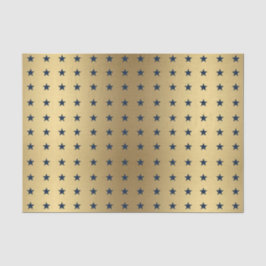 Papel De Seda Padrão de estrelas azuis do marinho no Dourado met