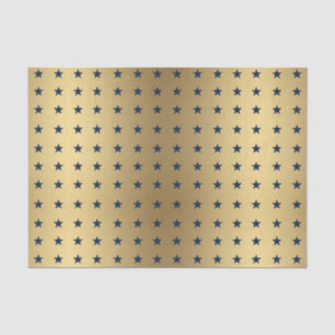 Papel De Seda Padrão de estrelas azuis do marinho no Dourado met