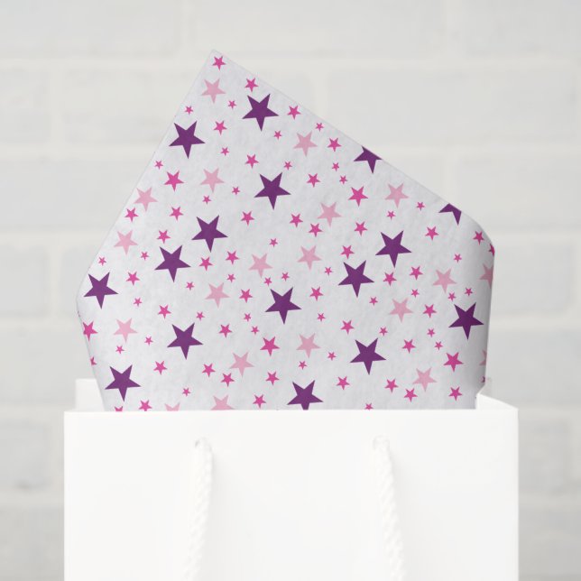 Papel De Seda Padrão de estrelas Branco (Sacola de presentes)