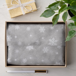 Papel De Seda Padrão de Estrelas Brilhantes de Neve Prateadas El