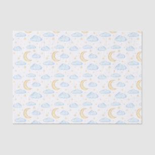 Papel De Seda Padrão de estrelas e nuvens de aquarela