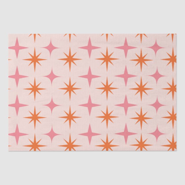 Papel De Seda Padrão de Estrelas Explosivas Retro de Meados do S (Frente )