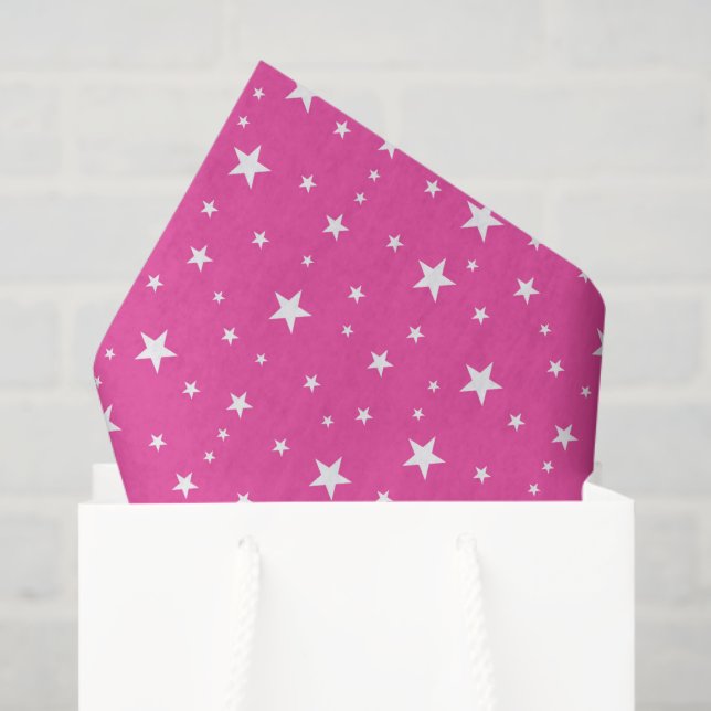 Papel De Seda Padrão de estrelas Rosa (Sacola de presentes)