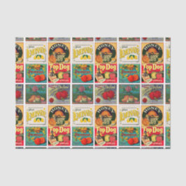 Papel De Seda Padrão de etiqueta de Fruta da Vintage