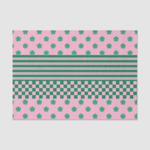 Papel De Seda Padrão de Faixa Floral de Verificação de Boho Verd