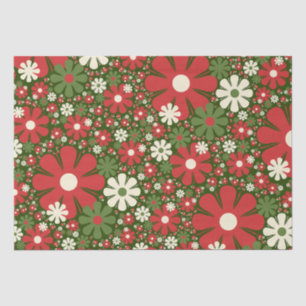 Papel De Seda Padrão de fantasia floral vermelho verde