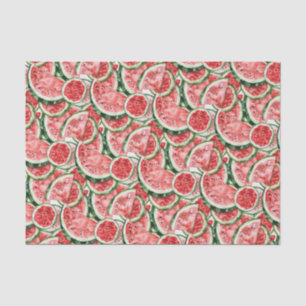 Papel De Seda Padrão de Fatia de Melancia em Aquarela Decoupage