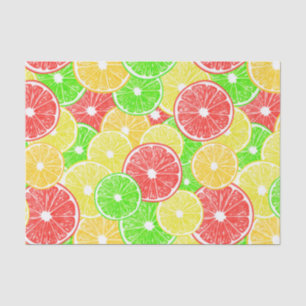 Papel De Seda Padrão de fatias de limão, laranja, toranja e li