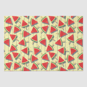 Papel De Seda Padrão de Fatias de Melancia de Verão, Vermelho e