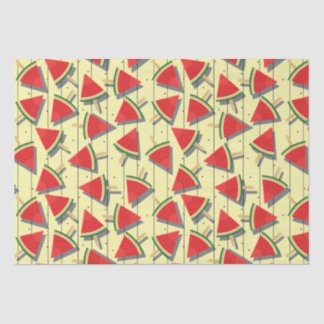 Papel De Seda Padrão de Fatias de Melancia de Verão, Vermelho e
