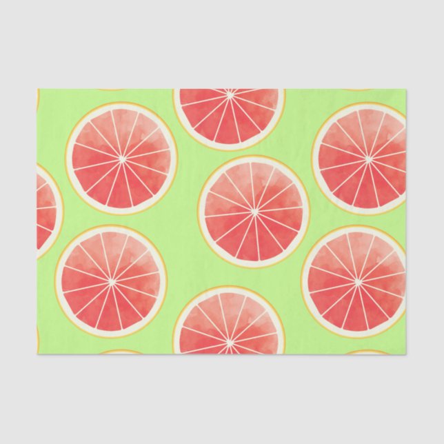 Papel De Seda Padrão de Fatias de Toranja Rosa (Frente )