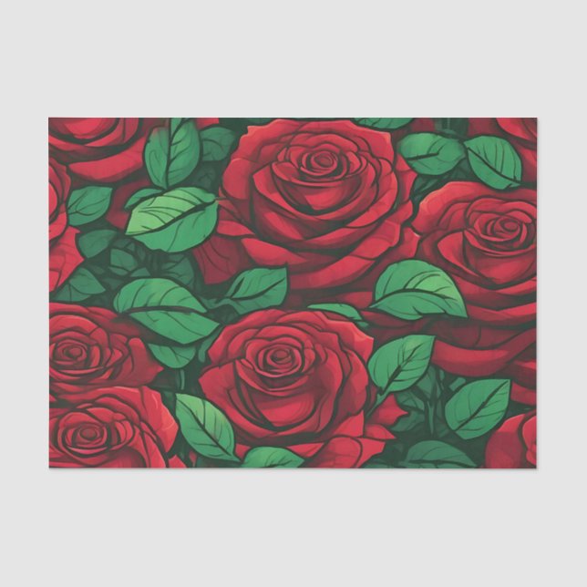 Papel De Seda Padrão de fechamento da rosa vermelha (Frente )