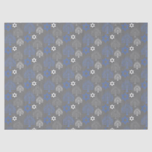 Papel De Seda Padrão de Feriado de Chanucá Azul Elegante
