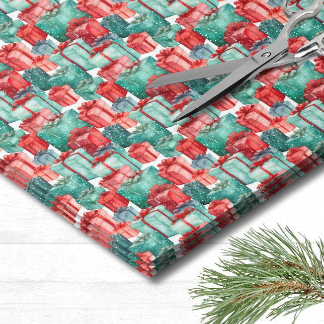 Papel De Seda Padrão de Feriado Natal (Classic Holiday Pattern Christmas Tissue Paper)