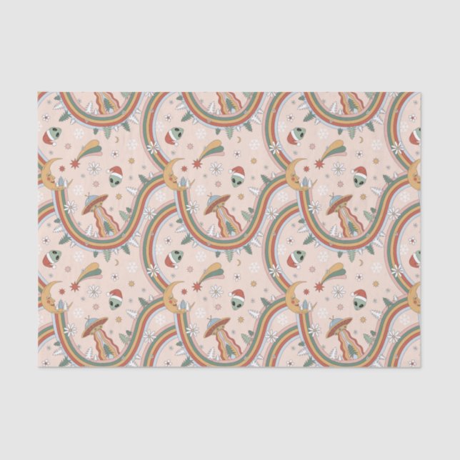 Papel De Seda Padrão de Férias do Rainbow, Alienígena de Árvore  (Frente )