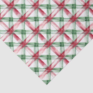 Papel De Seda Padrão de Férias Verde e Vermelho