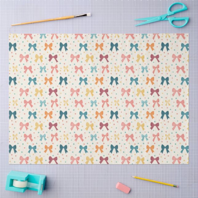 Papel De Seda Padrão de Fita Coquete com Bolinhas (Arte )